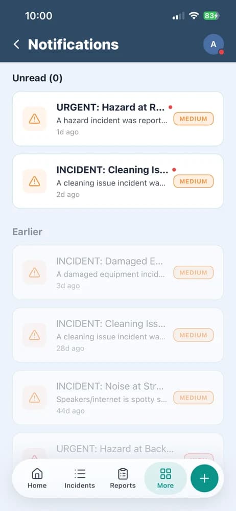 The same reports arriving as notifications in the GuardSync app